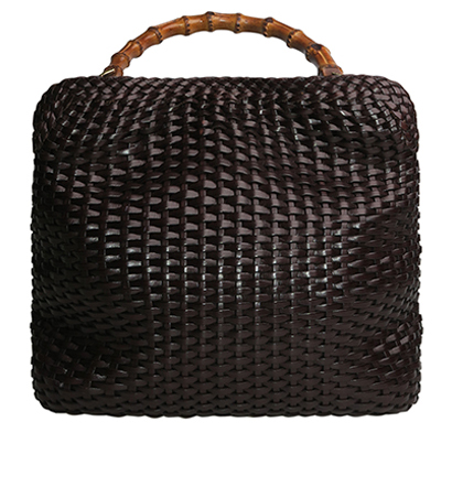 Gucci Woven Bamboo Handle Satchel bag, front view